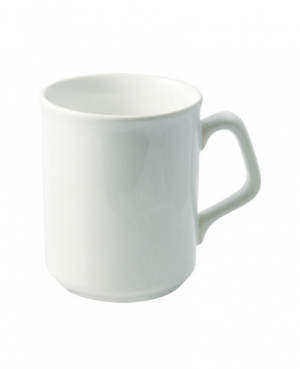 Baltas puodelis su elegantiška rankenėle